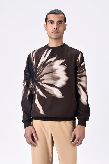 Banana Crepe Sweatshirt with UV Flower Print - Genes Lecoanet Hemant