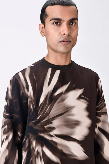Banana Crepe Sweatshirt with UV Flower Print - Genes Lecoanet Hemant