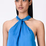 Satin Halter Neck Dress- Azure Blue - Genes Lecoanet Hemant