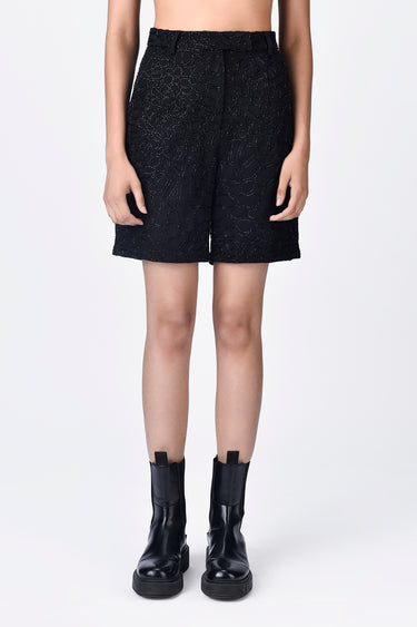 Shop Black Stylish Crepe Shorts Online In India - Main Image