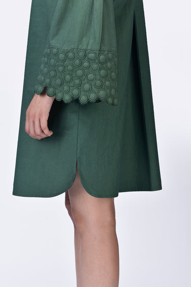 A-Line Dress with Box Pleats and Heritage Ravioli Embroidery - Genes Lecoanet Hemant