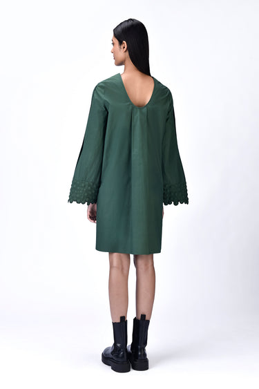 A-Line Dress with Box Pleats and Heritage Ravioli Embroidery - Genes Lecoanet Hemant