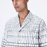 Taupe Easy Fit Cuban Collar Shirt with Cell Degrade Print - Genes Lecoanet Hemant