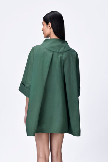 Oversized Casual Cotton Shirt- Pine Green - Genes Lecoanet Hemant