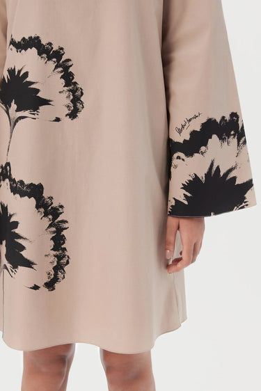 A-Line Oval Neck Dress with Bell Sleeves - Genes Lecoanet Hemant