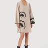 A-Line Oval Neck Dress with Bell Sleeves - Genes Lecoanet Hemant