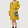 A-Line Round Neck Dress with Tie-Up Straps on Sleeves - Genes Lecoanet Hemant