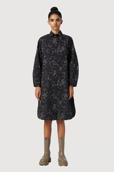 A-Line Shirt Dress with High-Low Rounded Hem - Genes Lecoanet Hemant