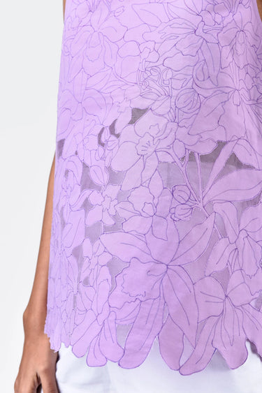 A-Line Sleeveless V-Neck Top-Lavender - Genes Lecoanet Hemant