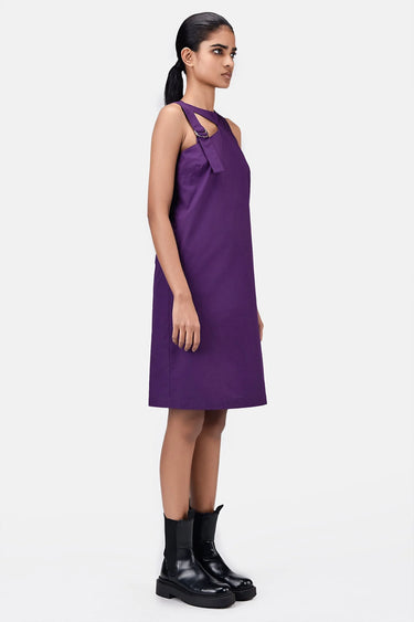A-Line Top with Asymmetric Cross-Over Straps-Amethyst - Genes Lecoanet Hemant