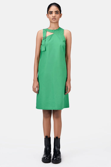 A-Line Top with Asymmetric Cross-Over Straps Spring Green - Genes Lecoanet Hemant
