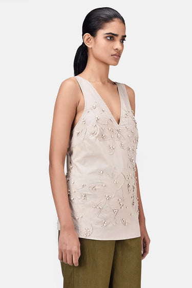 A-Line Top with Floral Applique - Genes Lecoanet Hemant