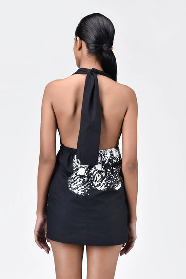 A-Line Top with Tie-Up Neck and Orchid Print - Genes Lecoanet Hemant