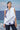 White and navy top for women with relaxed fit and clean silhouette
