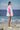 White oversized shirt women India with pink graphic print, modern luxury wear