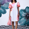 Anemone Flower Regular Fit Dress- White Coral - Genes Online Store