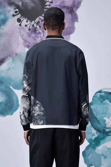 Anemone Flower Regular Fit Jacket- Black Grey - Genes Online Store
