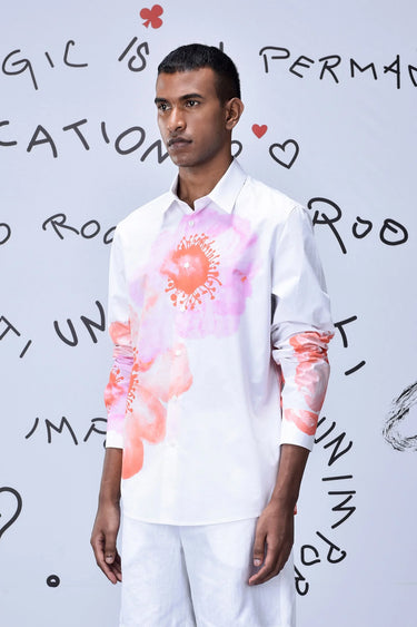 Anemone Flower Regular Fit Shirt- Coral - Genes Online Store