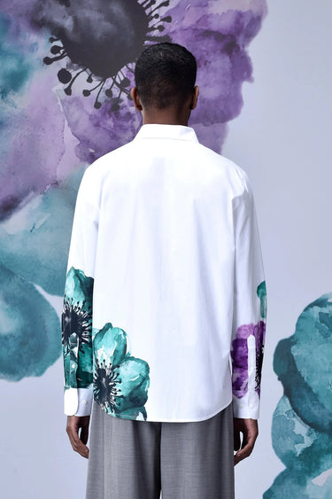 Anemone Flower Regular Fit Shirt- Green - Genes Online Store