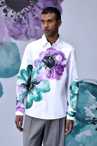 Anemone Flower Regular Fit Shirt- Green - Genes Online Store