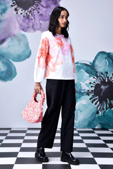Anemone Flower Regular Fit Top- White Coral - Genes Online Store