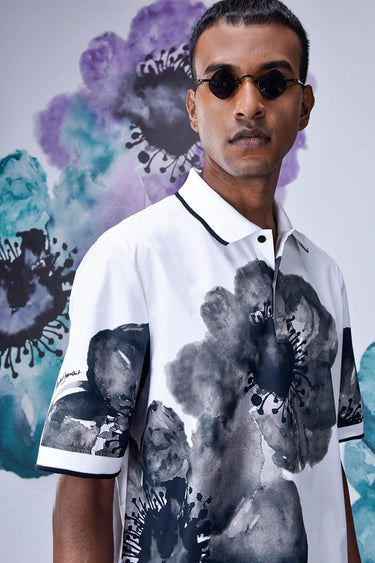 Anemone Flower Relax Fit Casual Polo - Grey - Genes Online Store