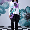 Anemone Flower Relaxed Fit Shirt- White Green - Genes Online Store