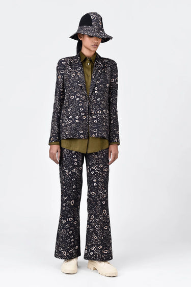 Animal Print Linen Jacket with Soft Rounded Shoulders - Genes Lecoanet Hemant
