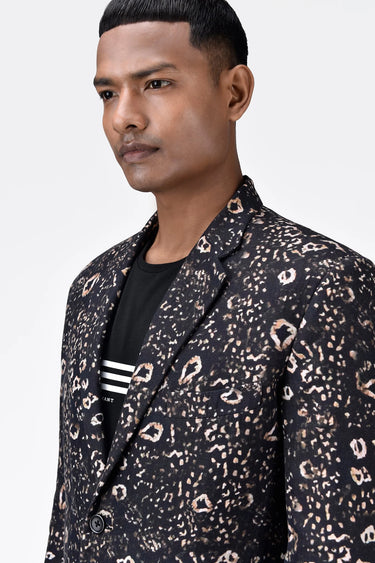 Animal Print Regular Fit Men's Two-Button Jacket - Genes Lecoanet Hemant