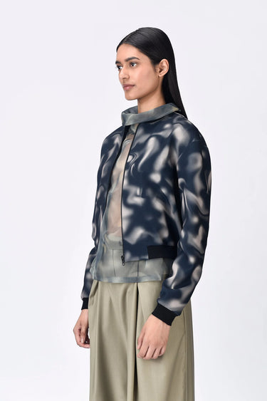 Aurora Print Bomber Jacket - Taupe Black - Genes Lecoanet Hemant