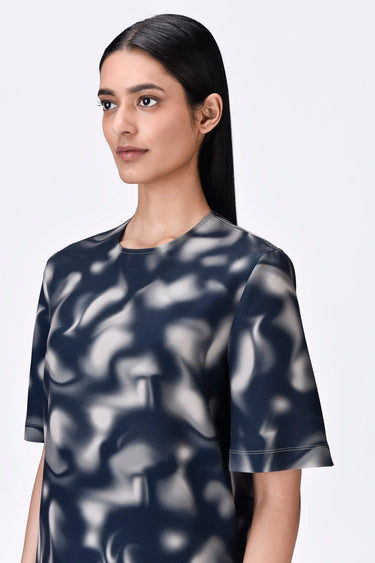 Aurora Print Shirt Dress Taupe-Black - Genes Lecoanet Hemant
