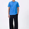 Azure Blue Cotton Jersey Regular Fit T-Shirt with Dart Details