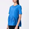 Azure Blue Giza Cotton Poplin Top - Blue