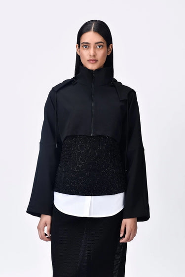 Banana Crepe Relaxed Cropped Zipper