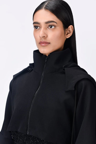 Banana Crepe Relaxed Cropped Zipper