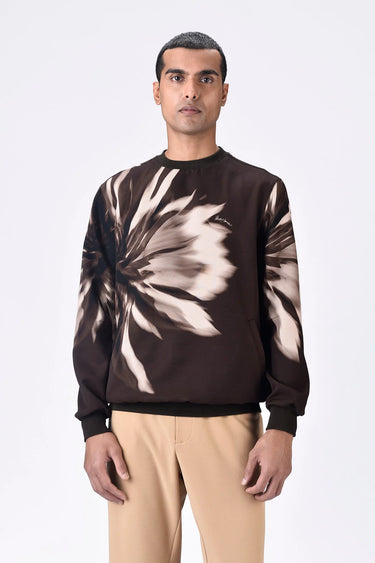 Banana Crepe Sweatshirt with UV Flower Print - Genes Lecoanet Hemant