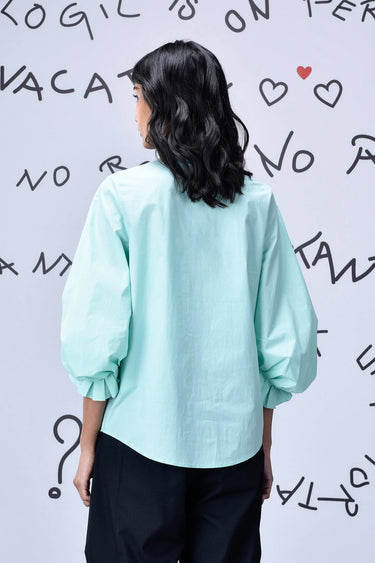 Bead  Embroidery Regular Fit Top - Nile Green - Genes Online Store