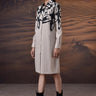 Beige printed shirt dress with artistic brushstroke design for modern women