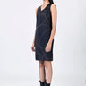 Black A-Line Giza Cotton Poplin Dress with Embroidery