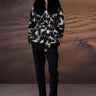 Black Abstract Circle Print Cotton Twill Jacket - Genes Online Store
