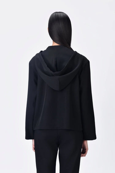 Black Banana Crepe Relaxed Fit Hoodie with Front Pockets - Genes Online Store