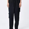 Black Banana Crepe Relaxed Fit Joggers with Asymmetric Pockets