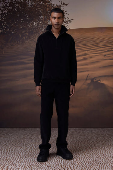 Black Corduroy Half-Zip Sweatshirt - Genes Online Store