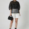 Black embroidered organza overlay top for women by Genes Lecoanet Hemant India