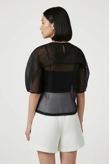 Stylish Black organza top for women, premium designer fashion India