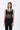 Black Embroidered Tulle Slim Fit Top with Neck Tie-Up