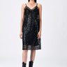 Black Embroidered Tulle Slip Dress