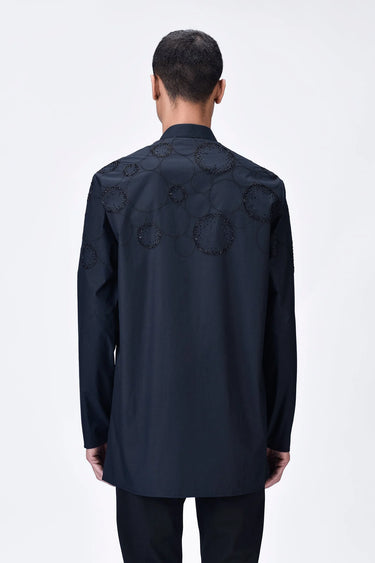 Black Giza Cotton Poplin Kurta - Genes Lecoanet Hemant