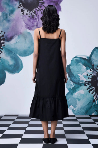Cotton poplin strappy dress with clean tailored finish