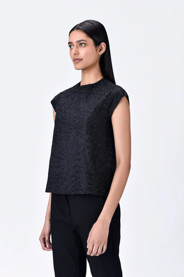 Black Giza Cotton Poplin Top